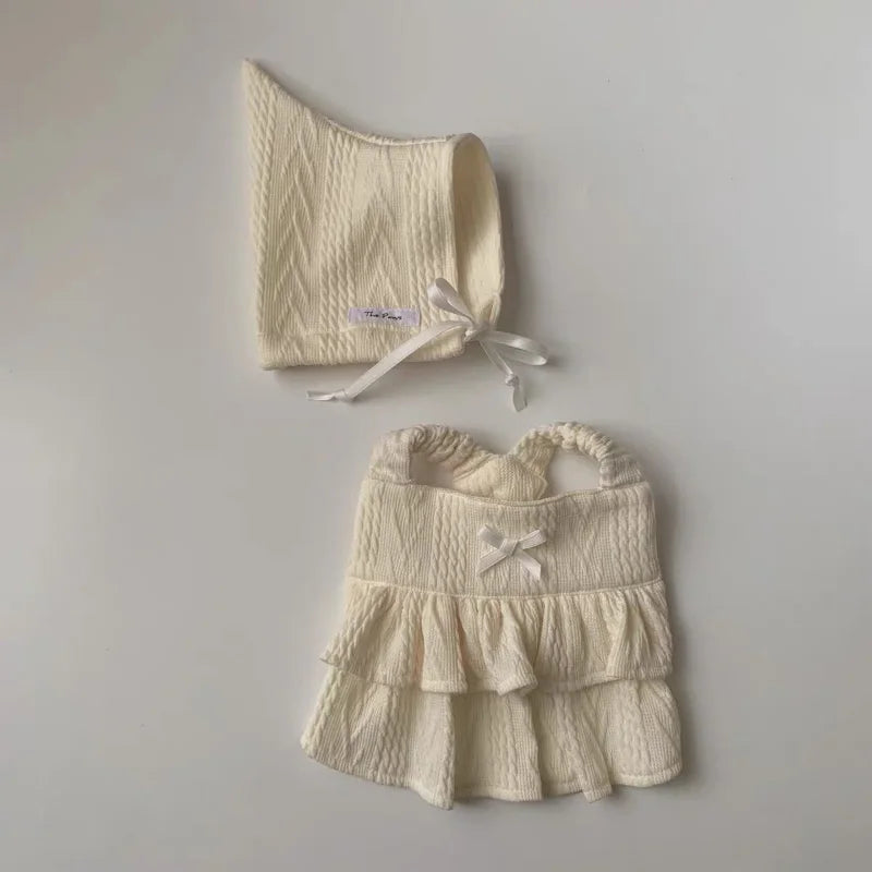 Knitted Summer Sling Dress & Hat Set